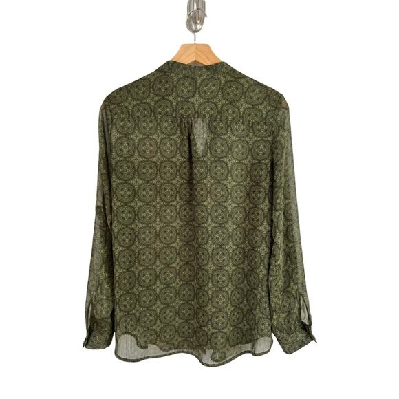 Kut From The Kloth Shirt Top Long Sleeved Sheer Green Button Front Blouse Size S - Picture 2 of 14